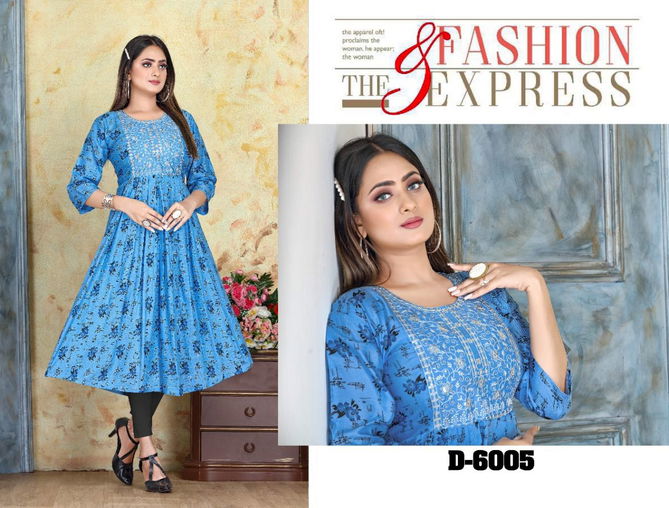 Beauty Queen Poppy1 Rayon Fancy Wear Latest Anarkali Kurti Collection